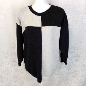 Shenanigans black and silver block print oversized sweater M